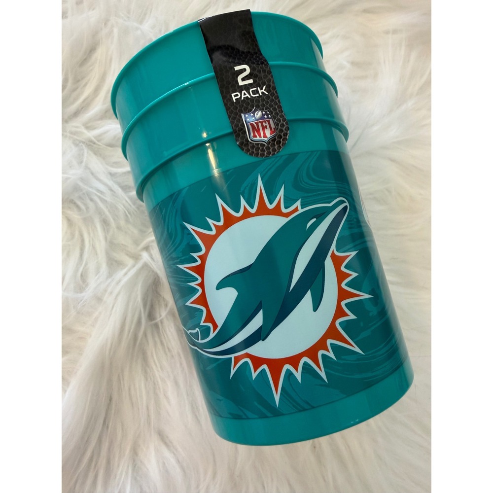 NFL Miami Dolphins 2 Pack Plastic Souvenir Cups Aqua MRL Sports 18534 New